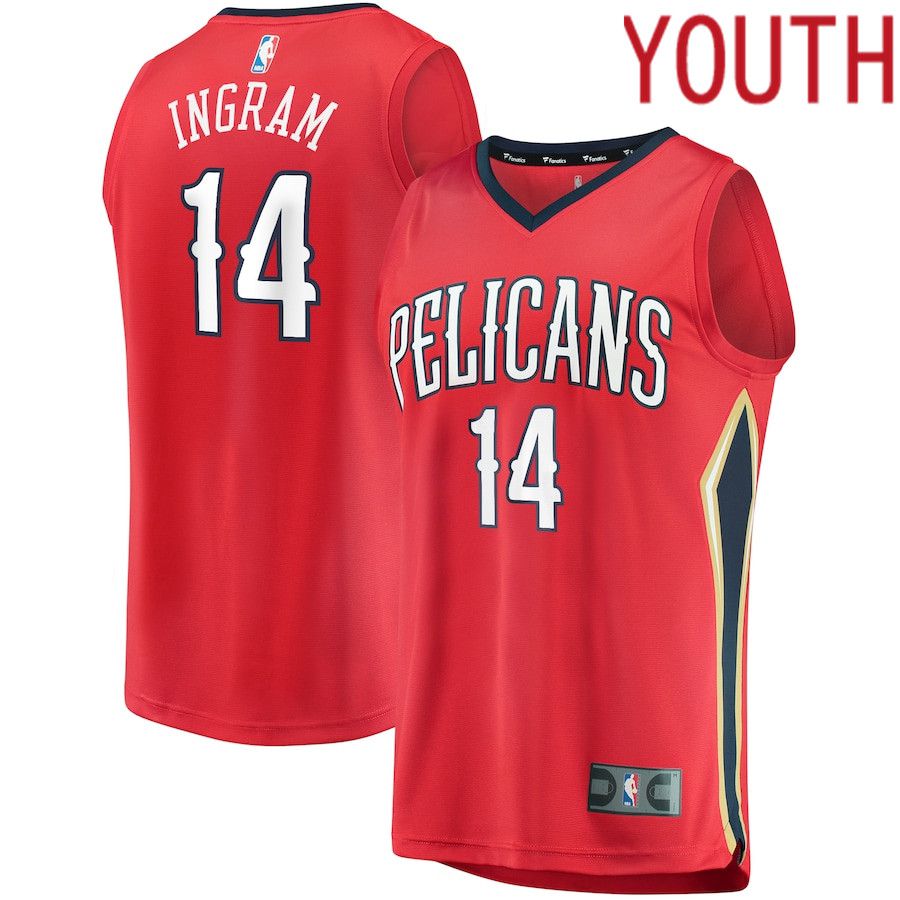 Youth New Orleans Pelicans 14 Brandon Ingram Fanatics Branded Red Statement Edition 2021-22 Fast Break Player NBA Jersey
